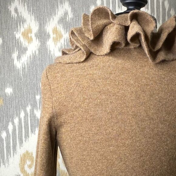 Ralph Lauren Toffee Melange Cashmere Knit Ruffled Wrap-Around L/S Sweater - Picture 6 of 16